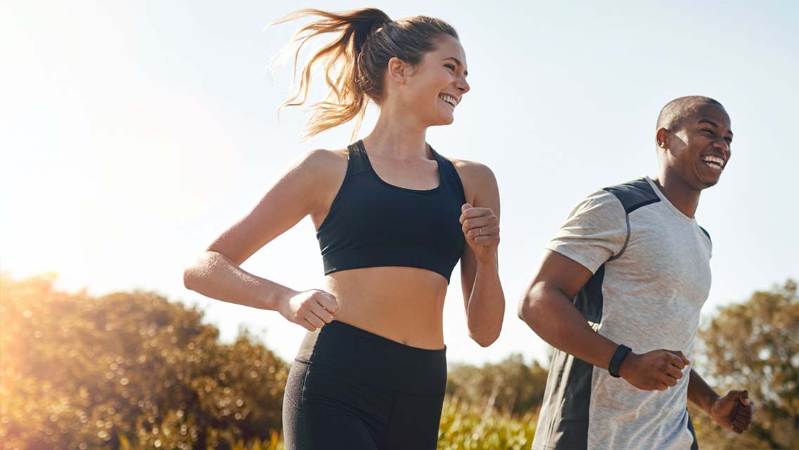 people smiling while running