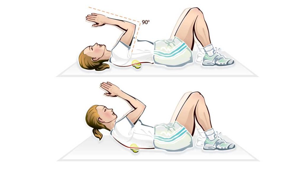 illustration releasing thoracic spine using tennis balls