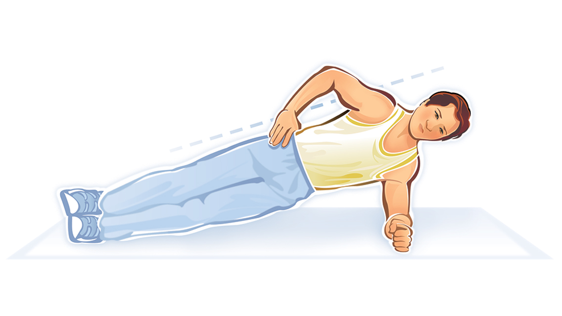 a person holding side plank