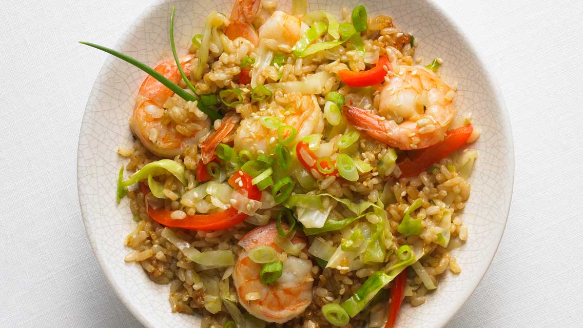 shrimp, rice and veggies