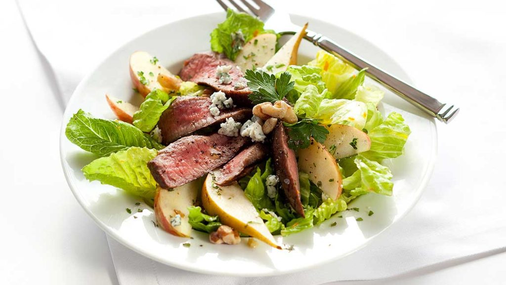 mixed winter salad with beef