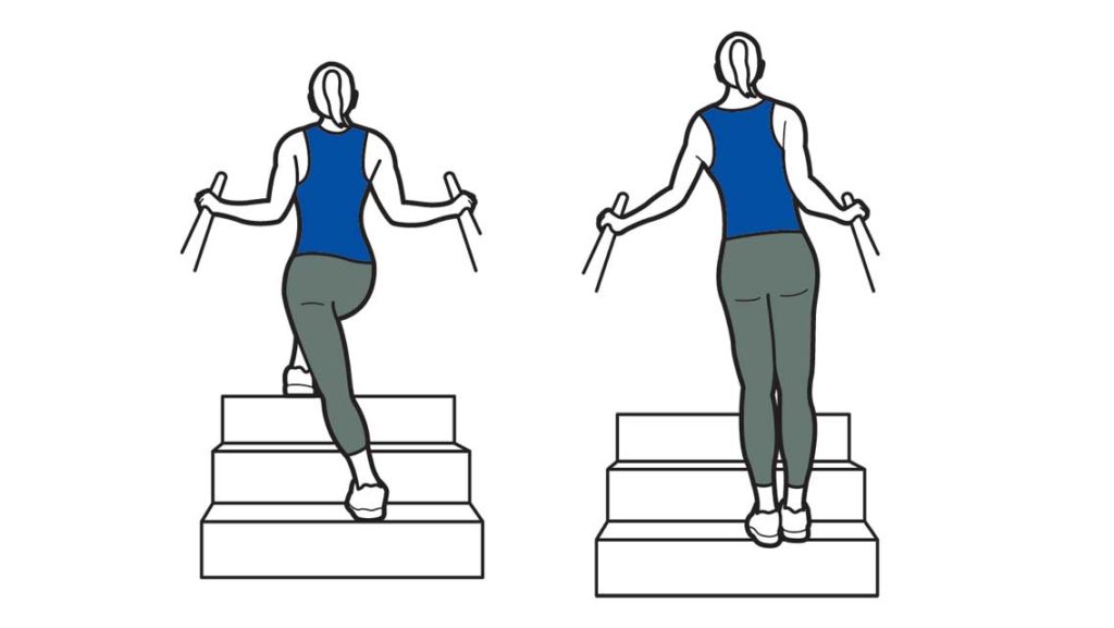 crossover lunges on stairs