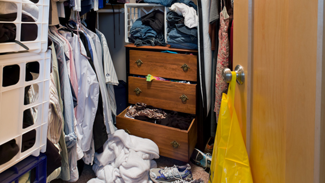Jamie's cluttered closet