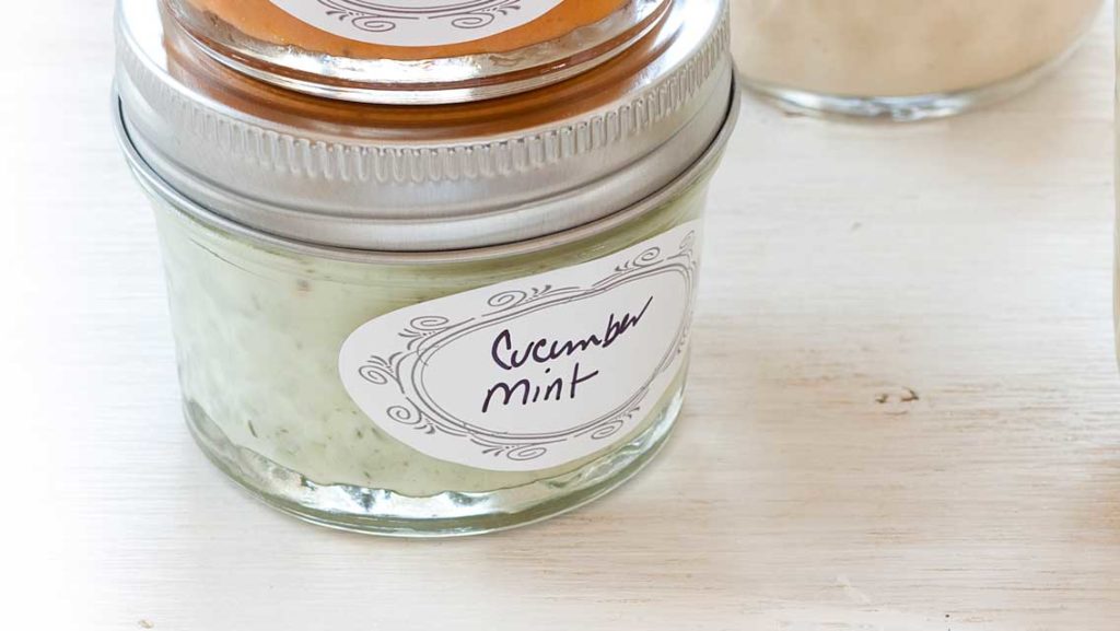 a jar of homemade cucumber mint salad dressing