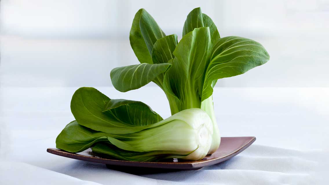 two heads of bok choy