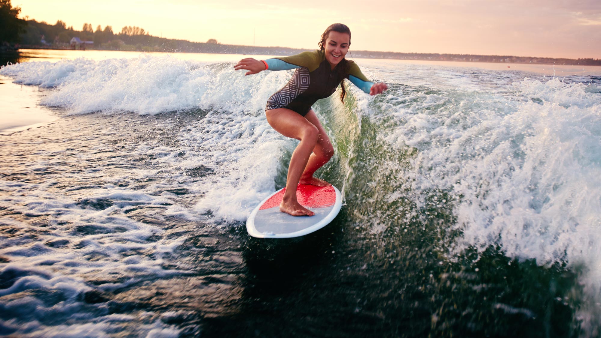 a woman surfing