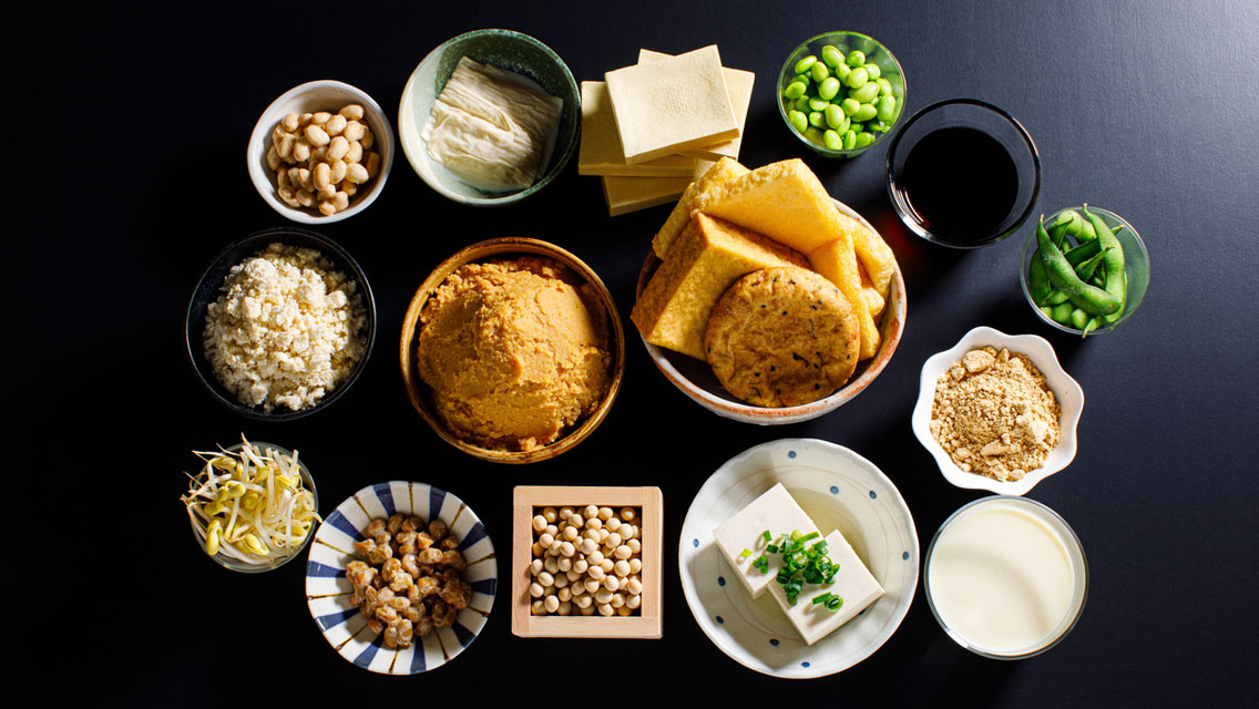 Vegan food made from soybeans