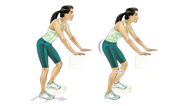 Illustration of a woman doing a knee-forward sprint.