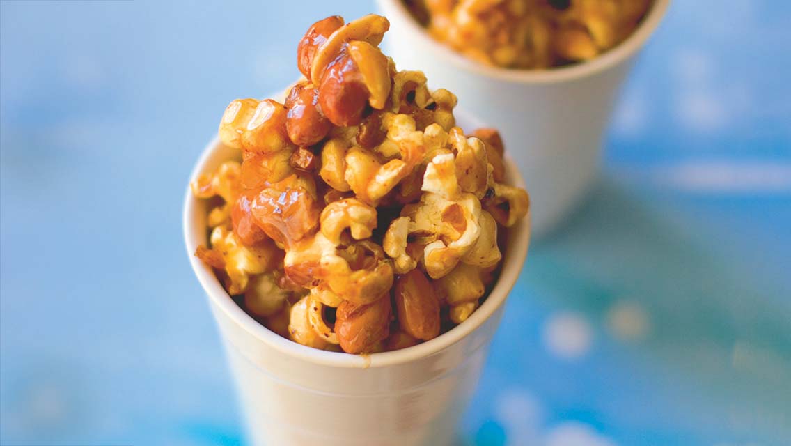 caramel with nuts popcorn