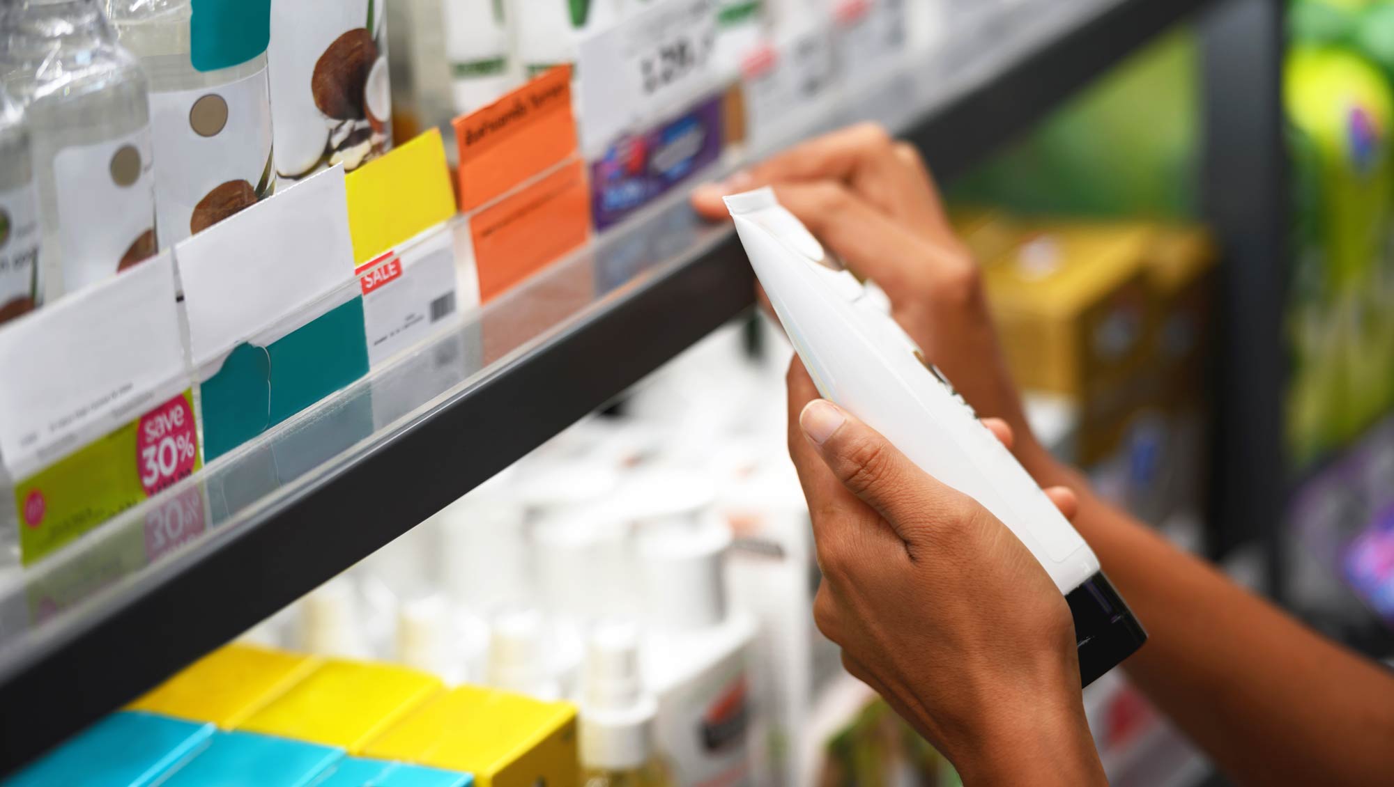 a person picking out lotion