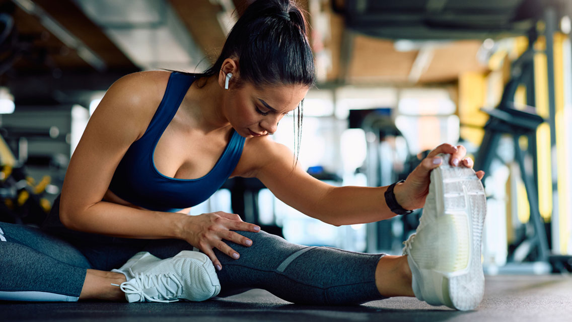 a woman stretching