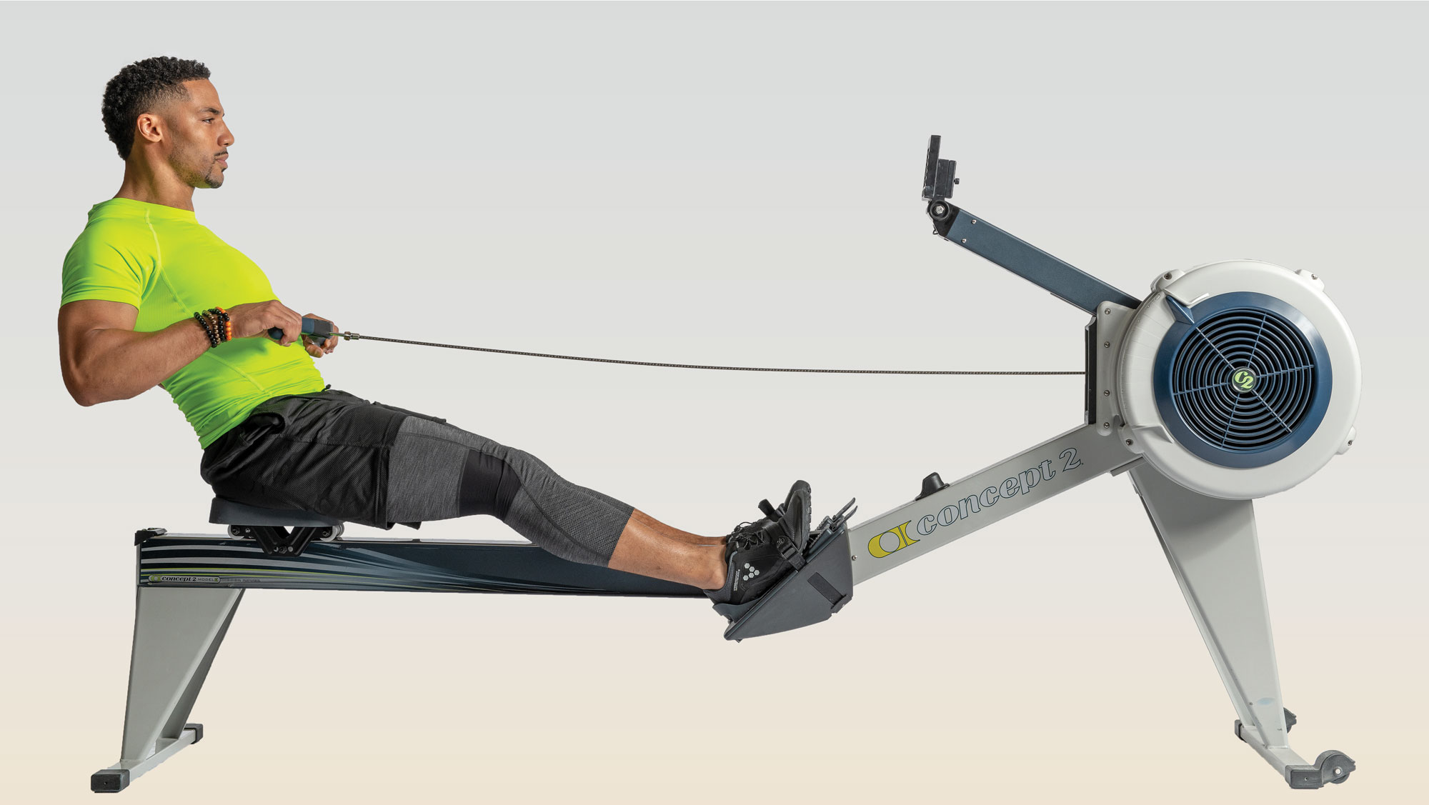 man using rower