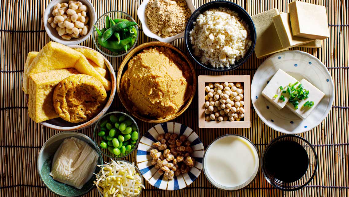 Vegan food made from soybeans