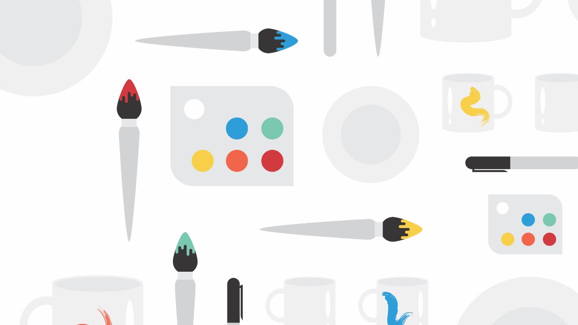 Drawings of paint and paint brushes.