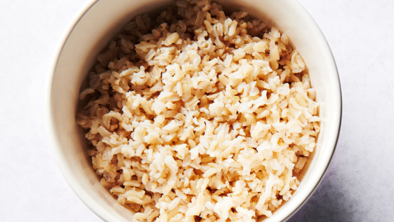 A bowl of brown rice.