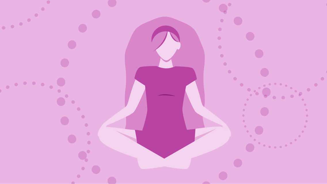 An illustration of a woman sitting peacefully in a cross-legged position.