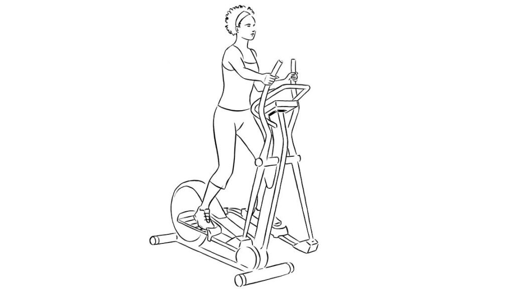 illustration of woman on an elliptical