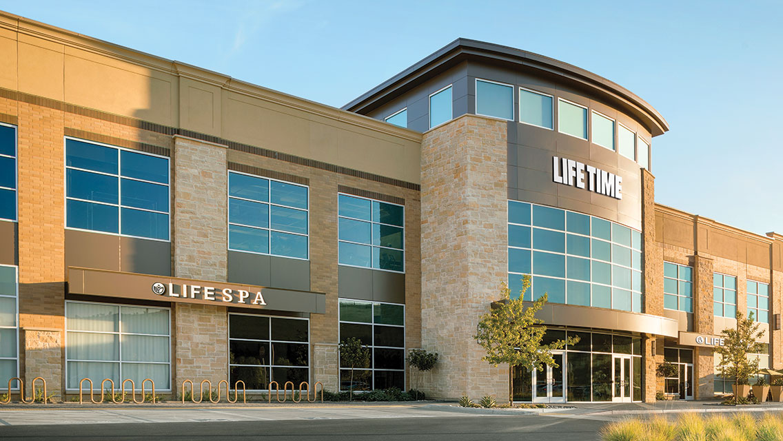 Exterior of a Life Time fitness club.