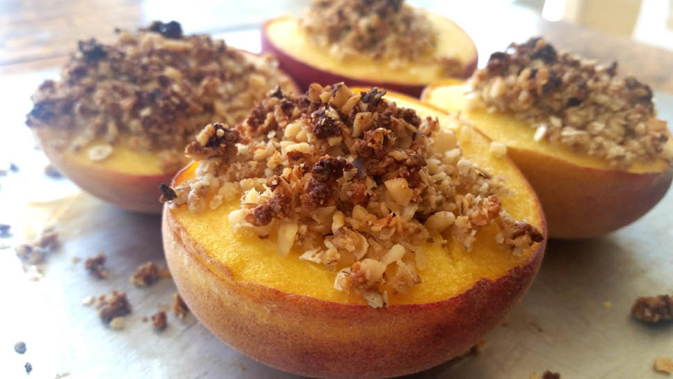 peaches filled with cobbler