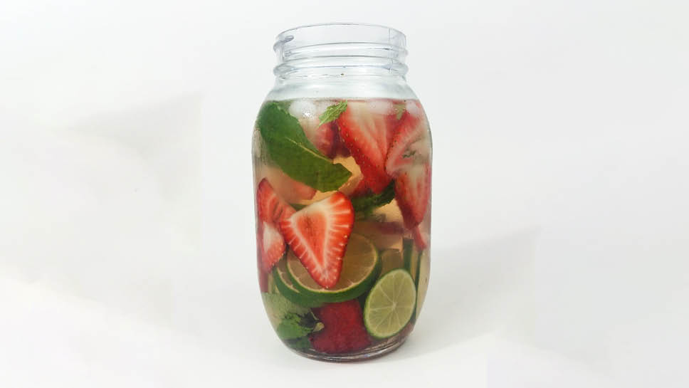 a jar of strawberry mint limeade
