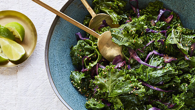 Asian Sweet-and-Sour Sesame Cabbage and Kale