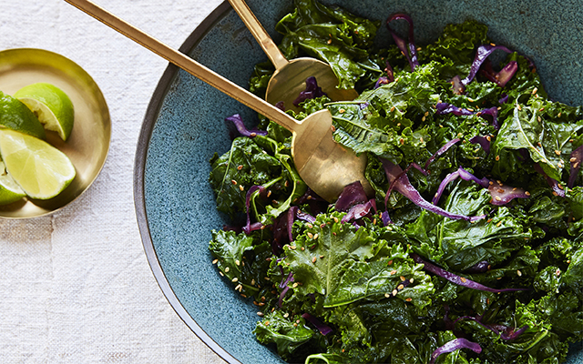 Asian Sweet-and-Sour Sesame Cabbage and Kale