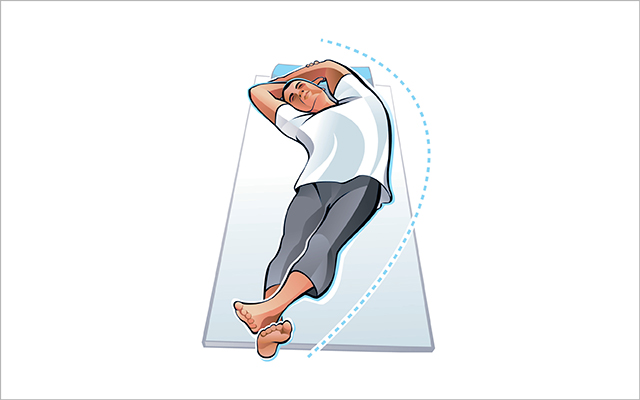 Illustration of man doing a yoga pose on a mat