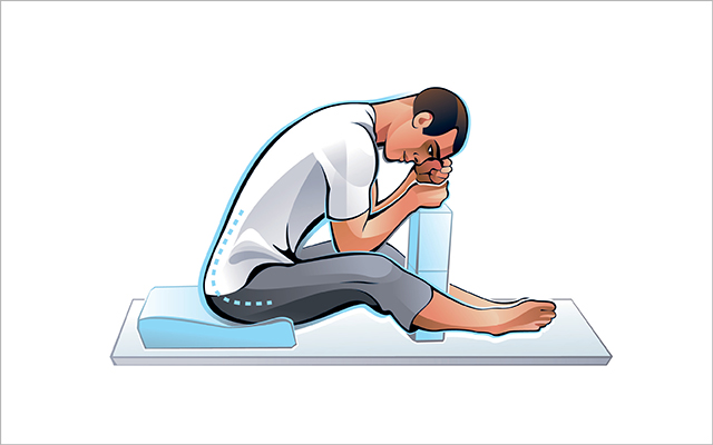 Illustration of man doing a yoga butterfly pose