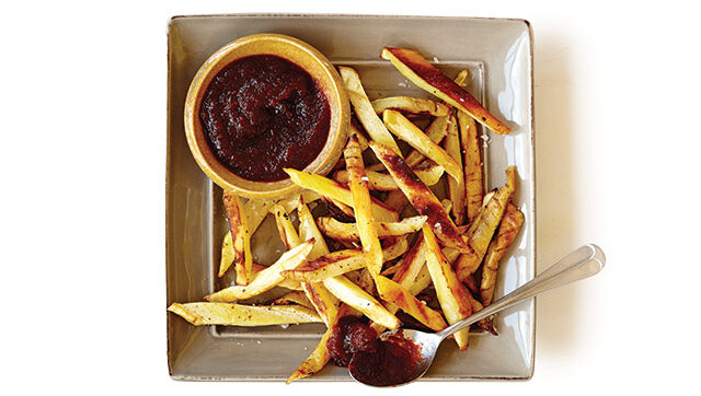 Parsnip fries and beet ketchup