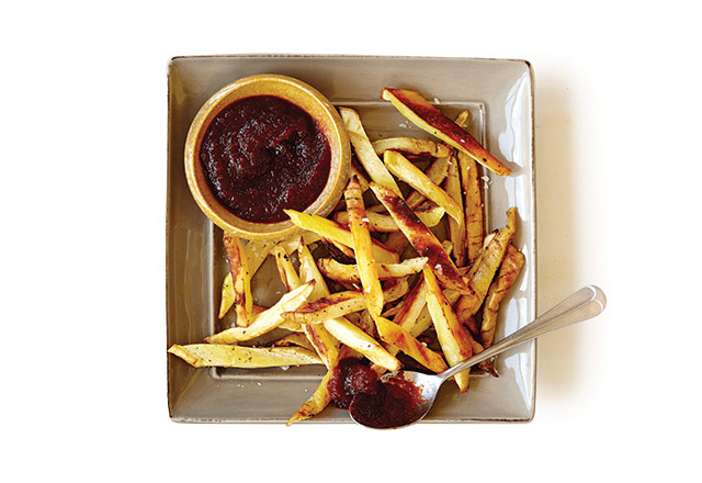 Parsnip fries and beet ketchup