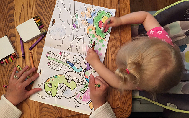 little girl coloring