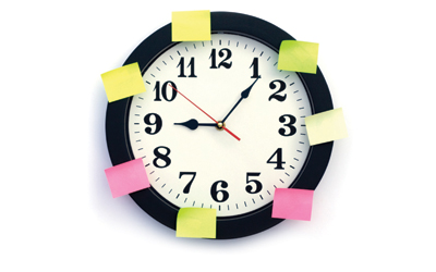 Clock with post it notes