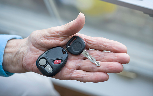 hand holding car key