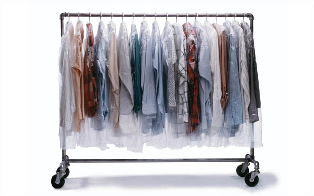 Rack of dry cleaning