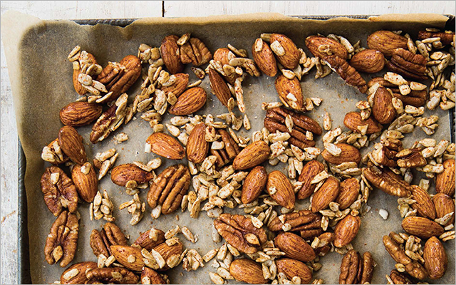 A tray of nuts-party mix