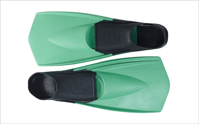 Green swimming flippers