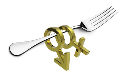 male and female symbol on fork
