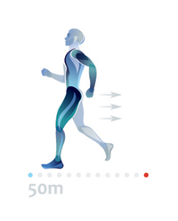 50-meter backward jog