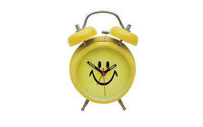alarm clock with smiley face