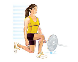 A woman performs the transverse plane workout, sixth picture.