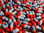 red, white and blue pills