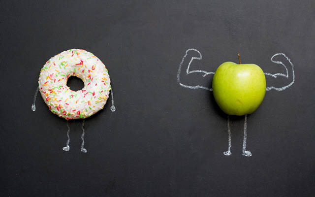 Donut and apple