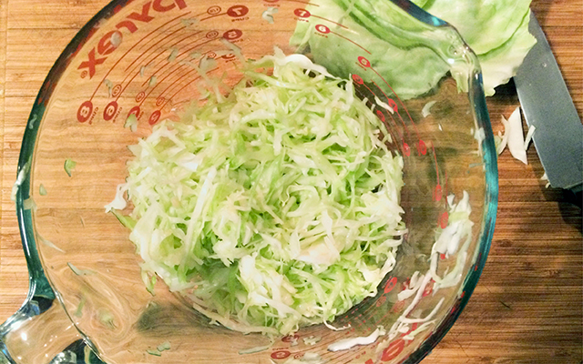 shredded cabbage with salt