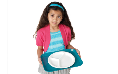 girl with lunch plate and tray