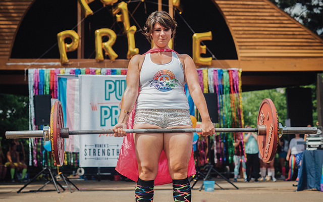 Maggie Fazeli Fard doing a deadlift at Pull for Pride