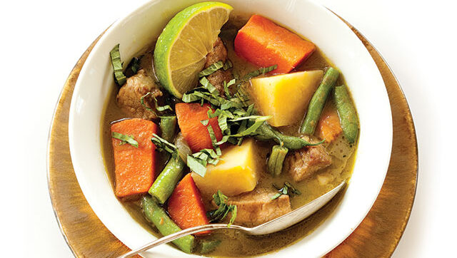 Sweet Potato and Pork Green Curry Stew