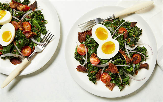 Warm Bacon and Kale Salad With Soft Boiled Eggs