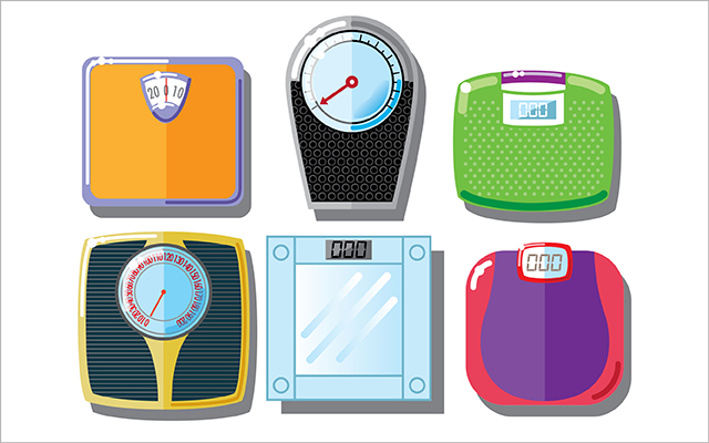 A collage of weight scales