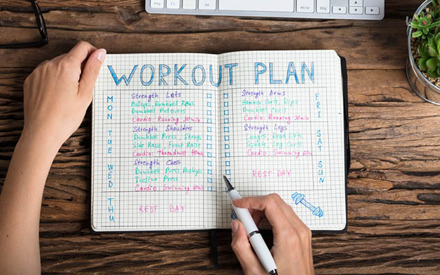 Workout plan calendar