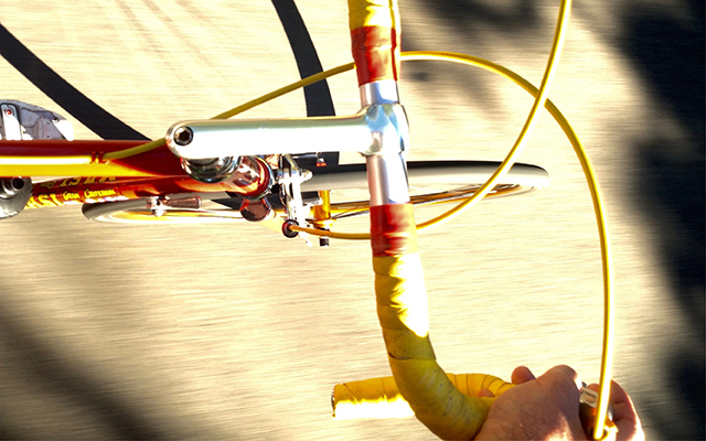 birds eye view of bike handles